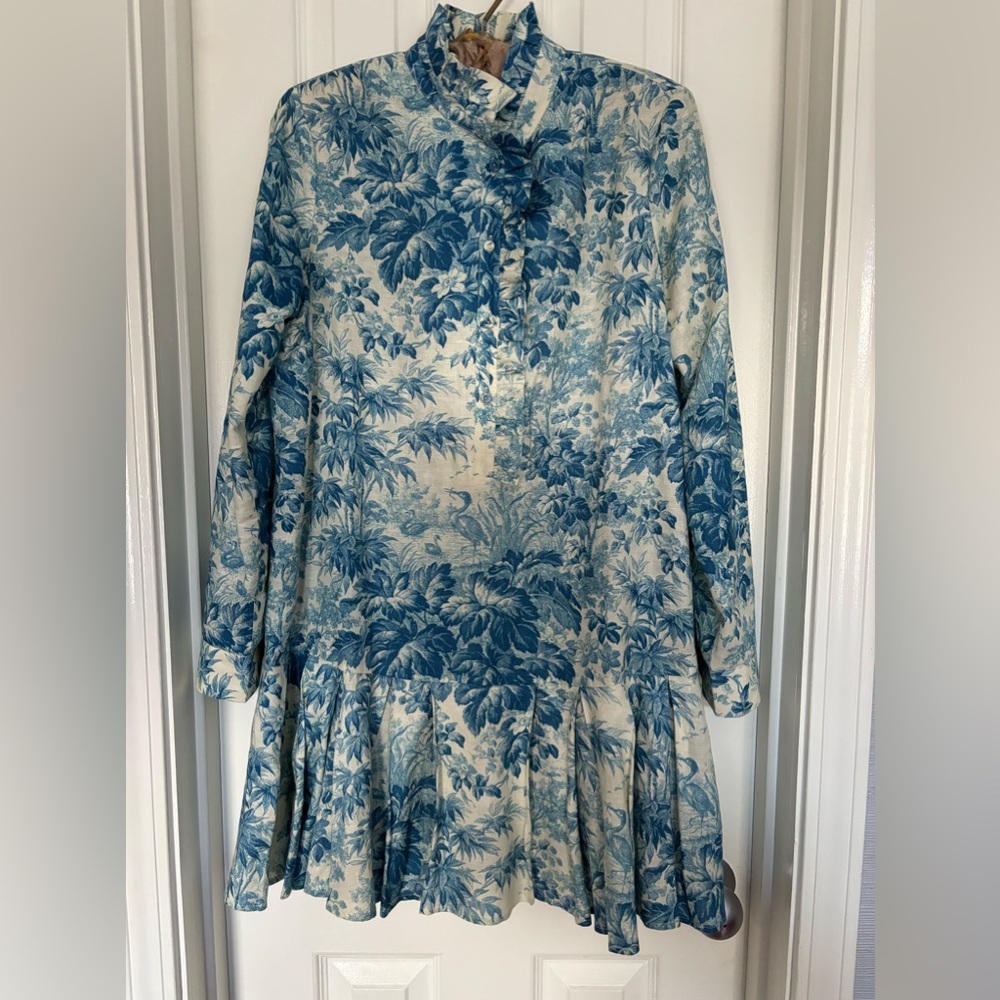 Tuckernuck Blue and Cream Floral Long-Sleeve Dress